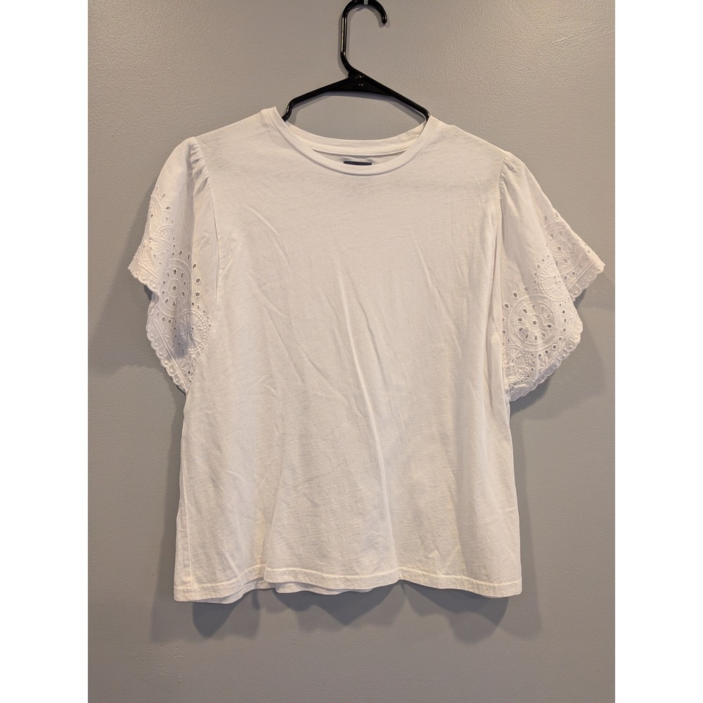 GAP White Eyelet‎ Sleeve T Shirt Women's Size Medium Casual Top